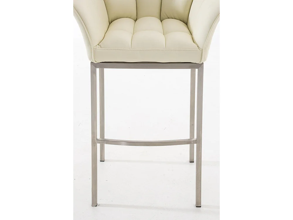 Tabouret de bar - Similicuir & Acier inoxydable - Crème - Damaso