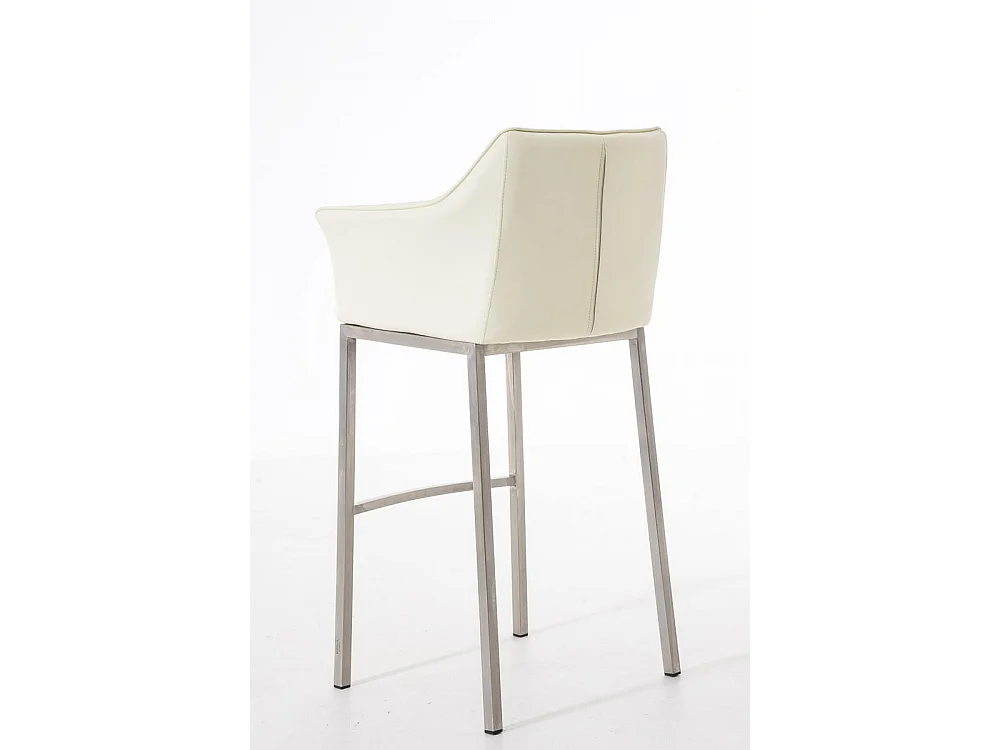 Tabouret de bar - Similicuir & Acier inoxydable - Crème - Damaso