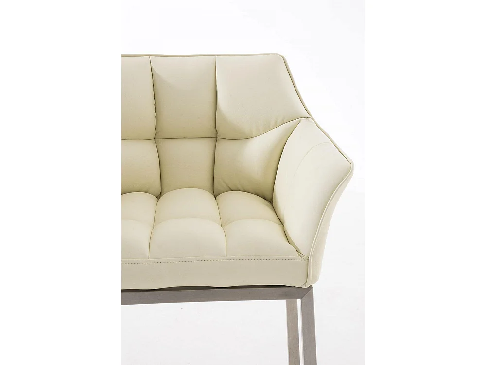 Lot de 2  Tabouret de bar - Similicuir & Acier inoxydable - Crème - DAMASO