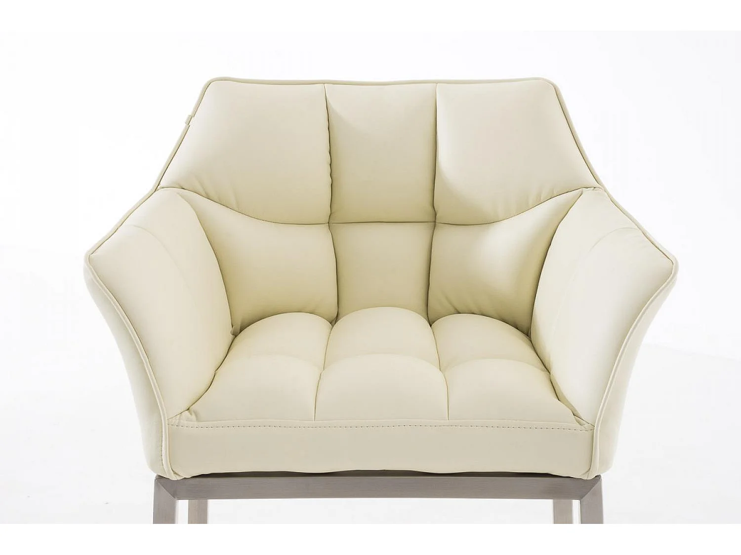 Lot de 2  Tabouret de bar - Similicuir & Acier inoxydable - Crème - DAMASO