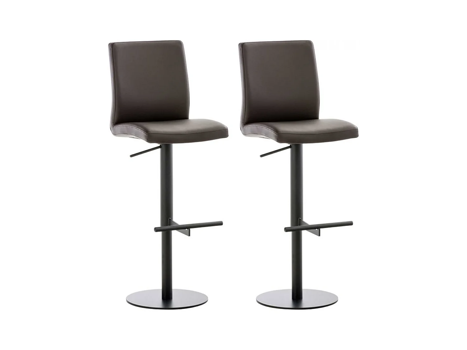Lot de 2  Tabouret de bar - Similicuir & Noir - Marron - Cadiz