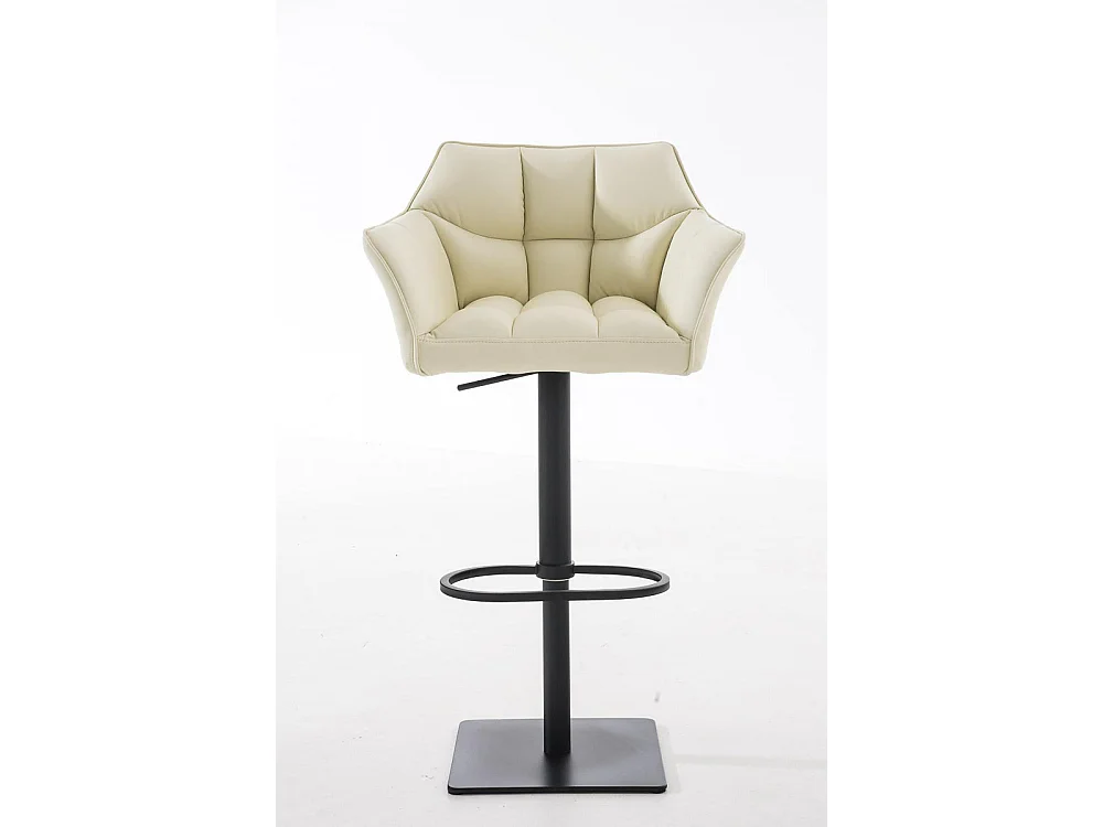 Tabouret de bar - Similicuir & Noir - Crème - Damaso