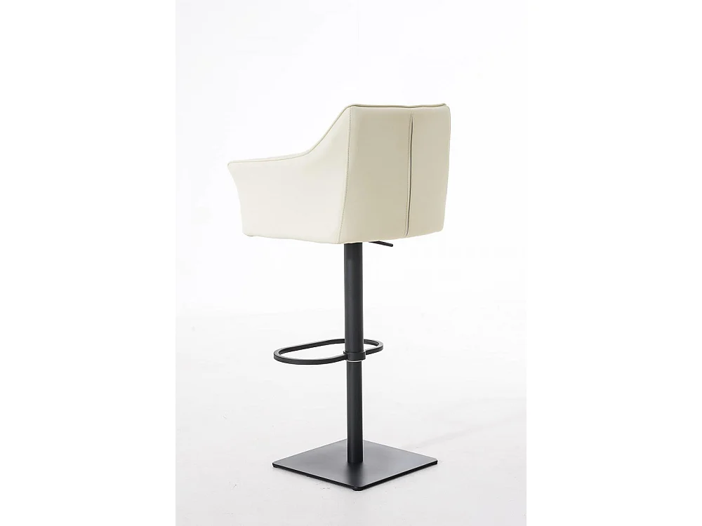 Tabouret de bar - Similicuir & Noir - Crème - Damaso