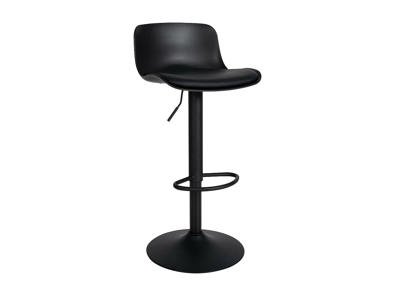 Tabouret de bar - Similicuir & Chrome - Noir - Almada
