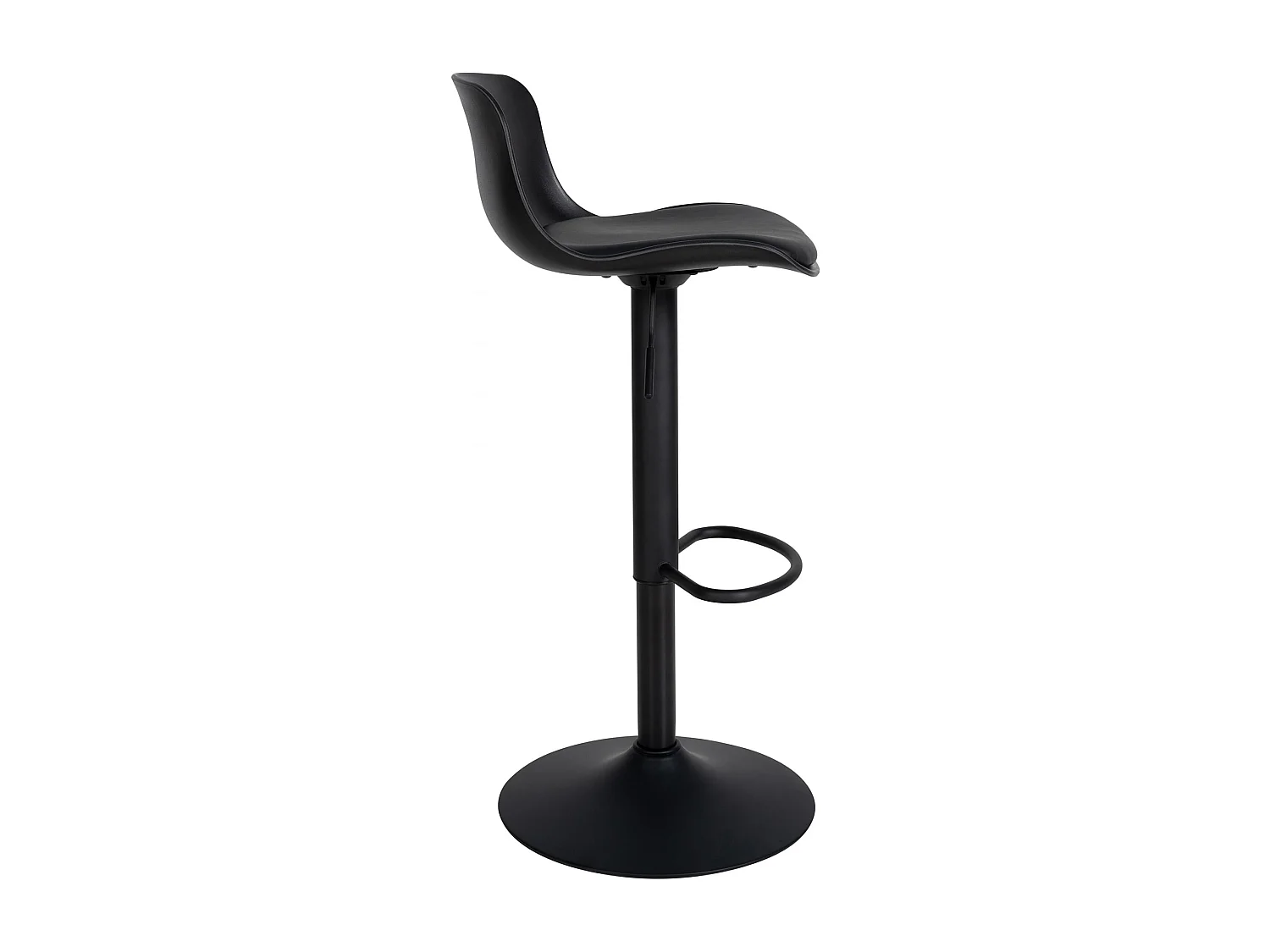 Tabouret de bar - Similicuir & Chrome - Noir - Almada