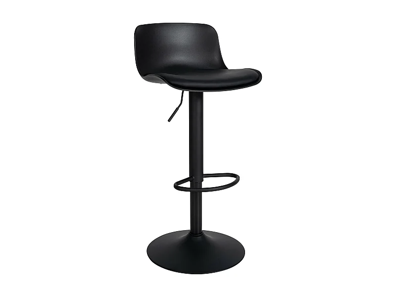 Tabouret de bar - Similicuir & Chrome - Noir - Almada
