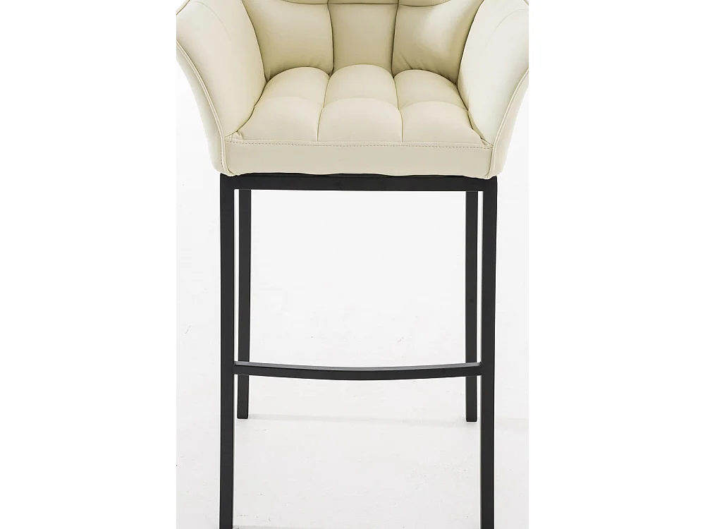 Tabouret de bar - Similicuir & Noir - Crème - Damaso