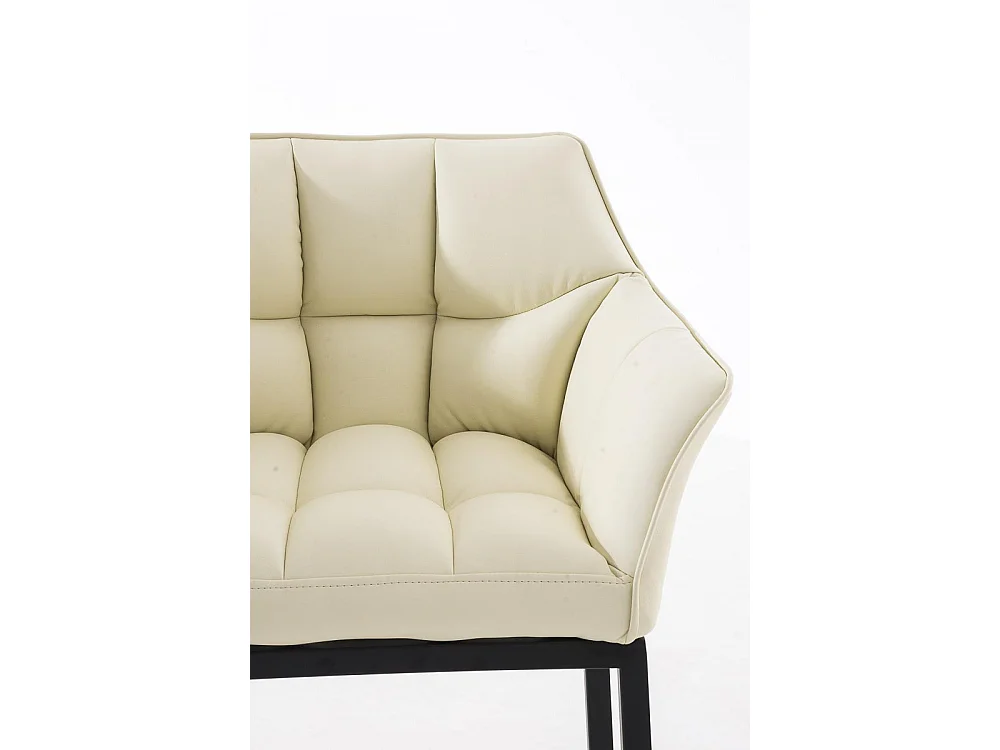 Tabouret de bar - Similicuir & Noir - Crème - Damaso