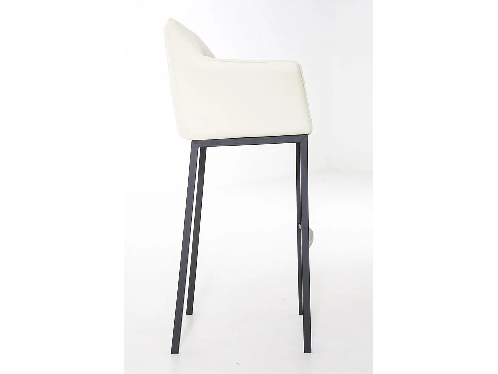 Tabouret de bar - Similicuir & Noir - Crème - Damaso