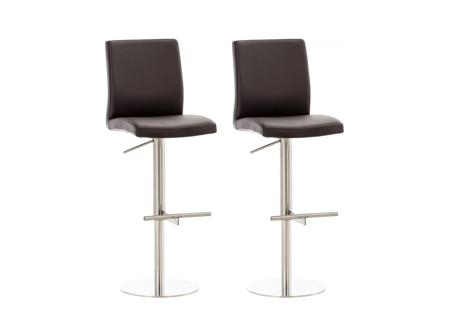 Lot de 2  Tabouret de bar - Similicuir & Acier inoxydable - Marron - Cadiz