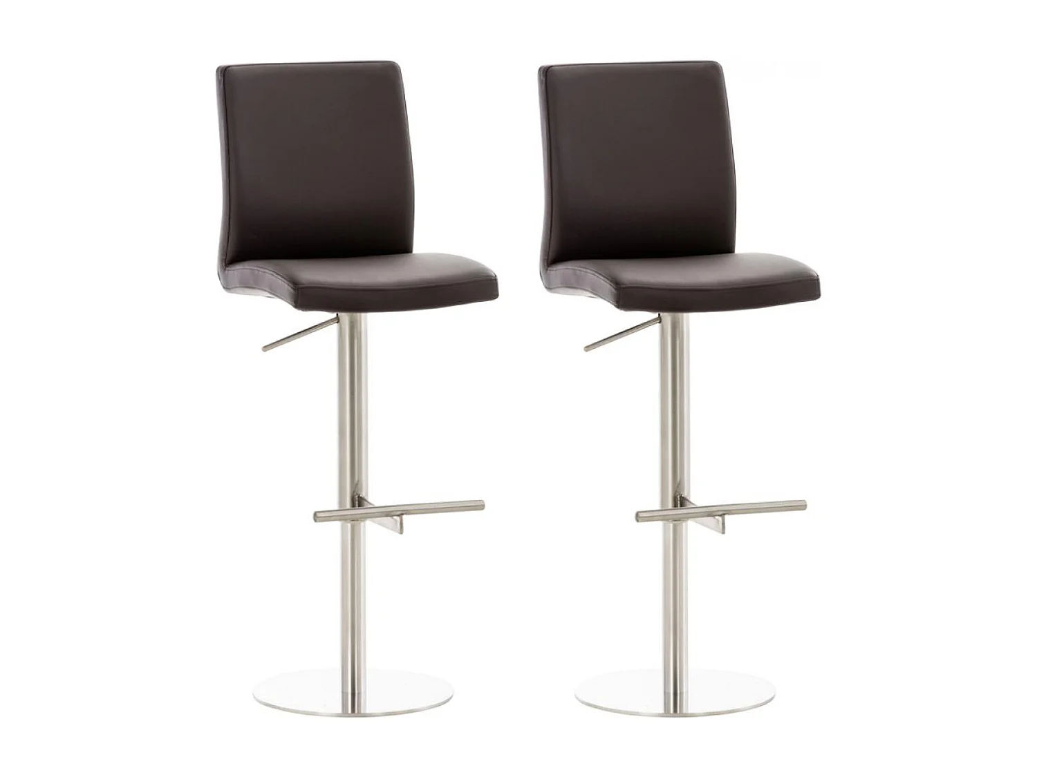 Lot de 2  Tabouret de bar - Similicuir & Acier inoxydable - Marron - Cadiz
