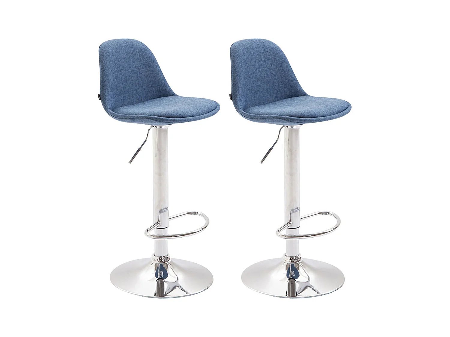 Lot de 2  Tabouret de bar - Tissu & Gris - Bleu - Kiel