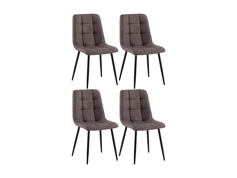 Lot de 4  chaise salle à manger - Tissu - Marron - Antibes