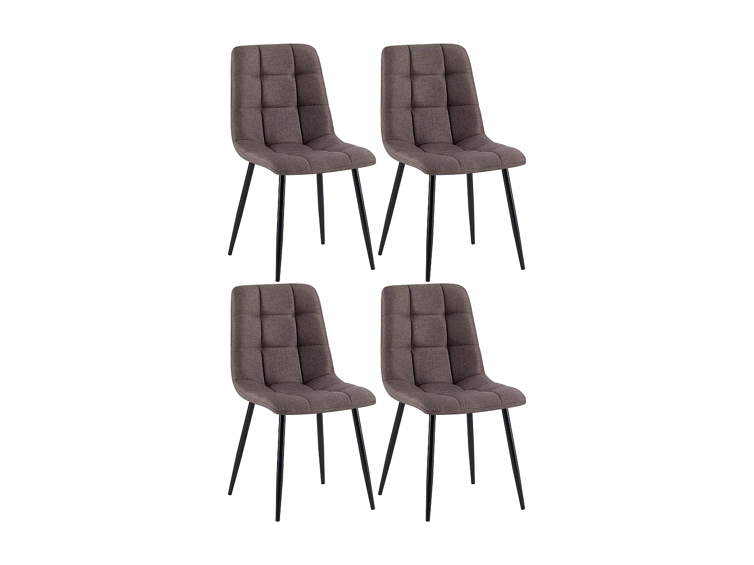 Lot de 4  chaise salle à manger - Tissu - Marron - Antibes