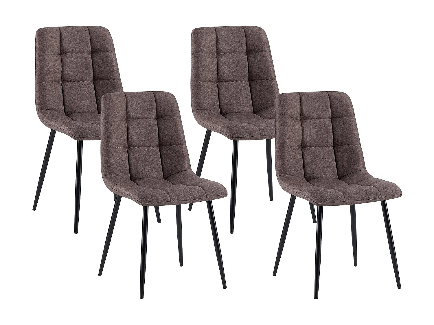 Lot de 4  chaise salle à manger - Tissu - Marron - Antibes