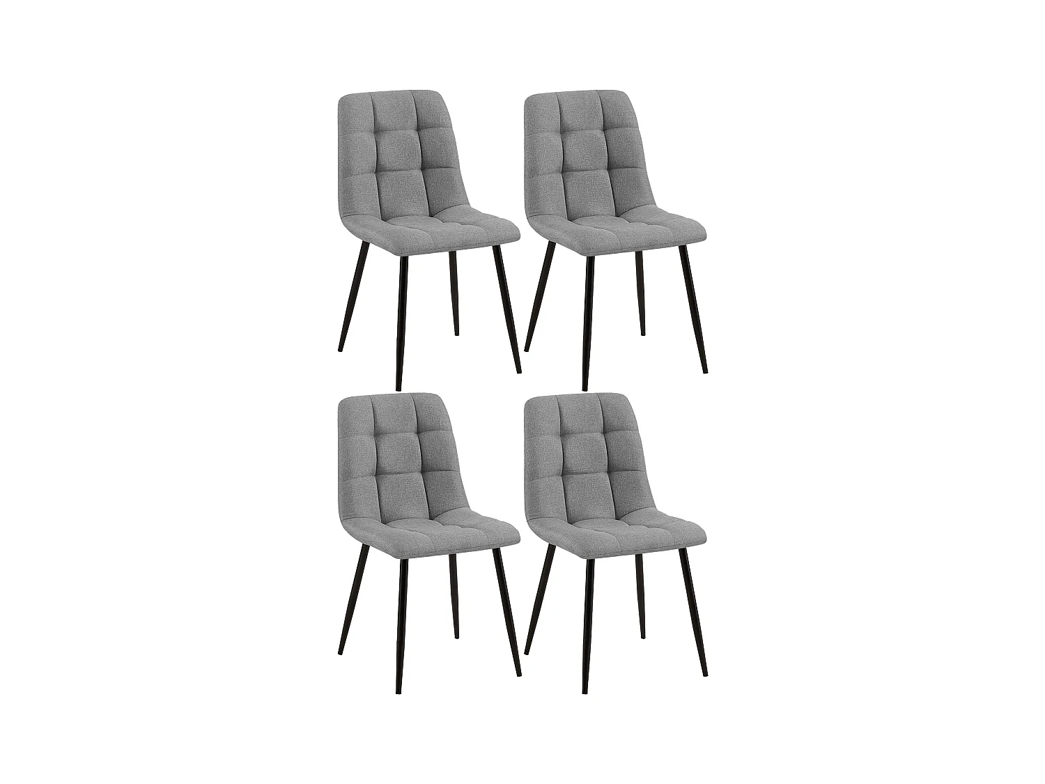 Lot de 4  chaise salle à manger - Tissu - Gris - Tilde
