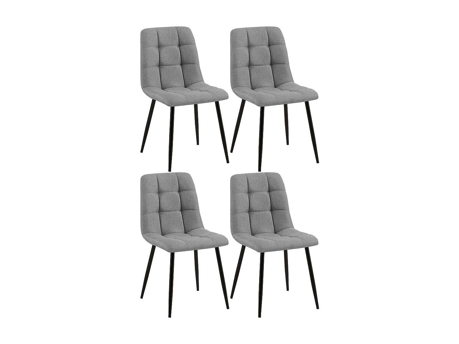 Lot de 4  chaise salle à manger - Tissu - Gris - Tilde
