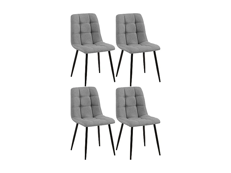 Lot de 4  chaise salle à manger - Tissu - Gris - Tilde