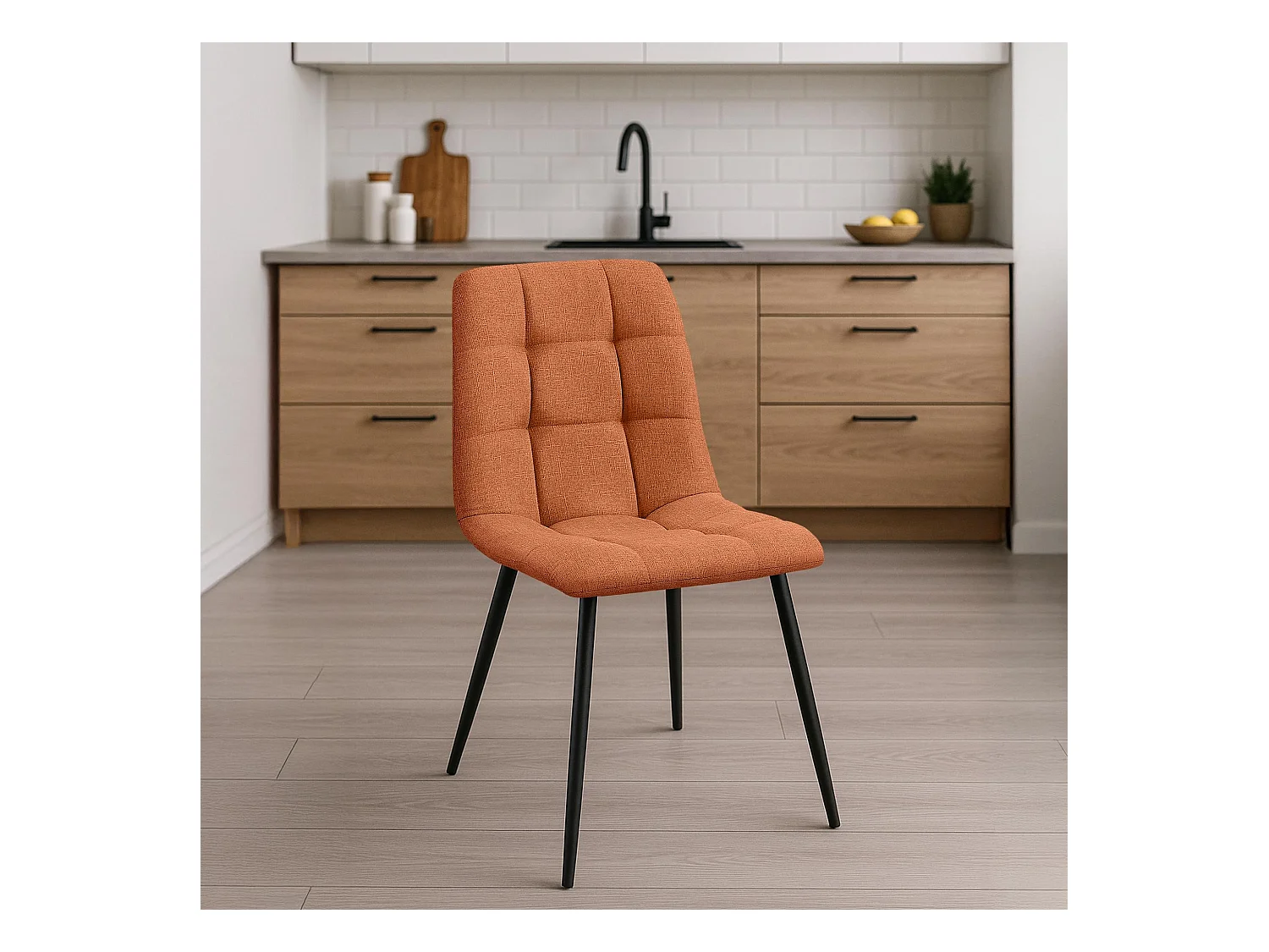 Set van 2  Eetkamerstoelen - Stof - oranje - Tilde