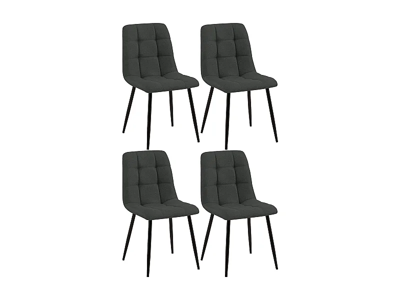 Lot de 4  chaise salle à manger - Tissu - Gris foncé - Tilde