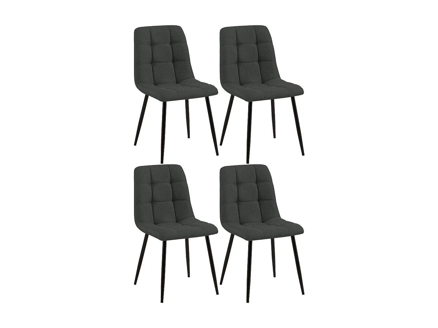 Lot de 4  chaise salle à manger - Tissu - Gris foncé - Tilde