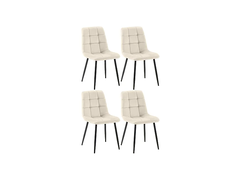 Lot de 4  chaise salle à manger - Velours - Crème - Tilde