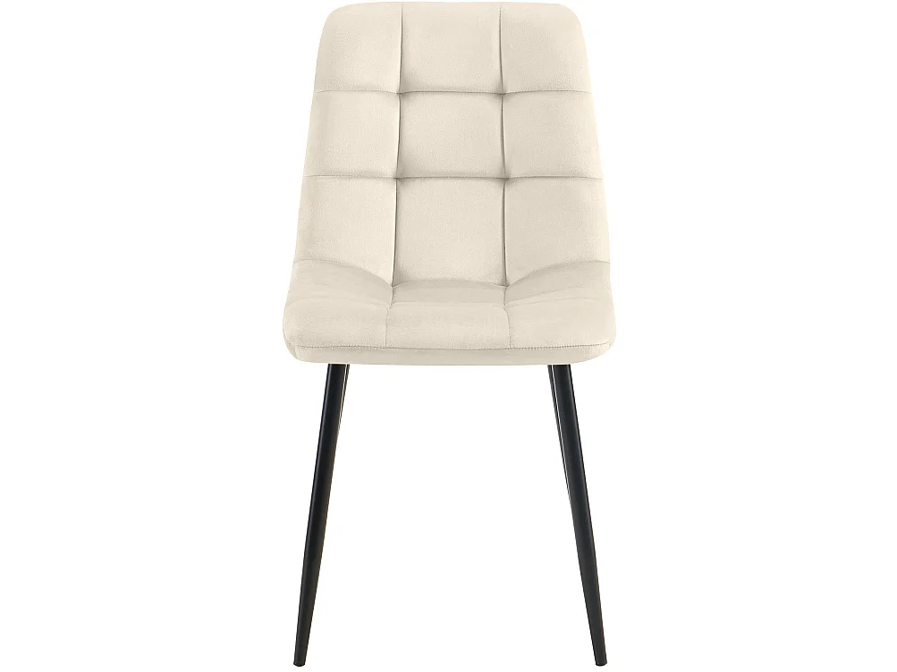 Lot de 4  chaise salle à manger - Velours - Crème - Tilde
