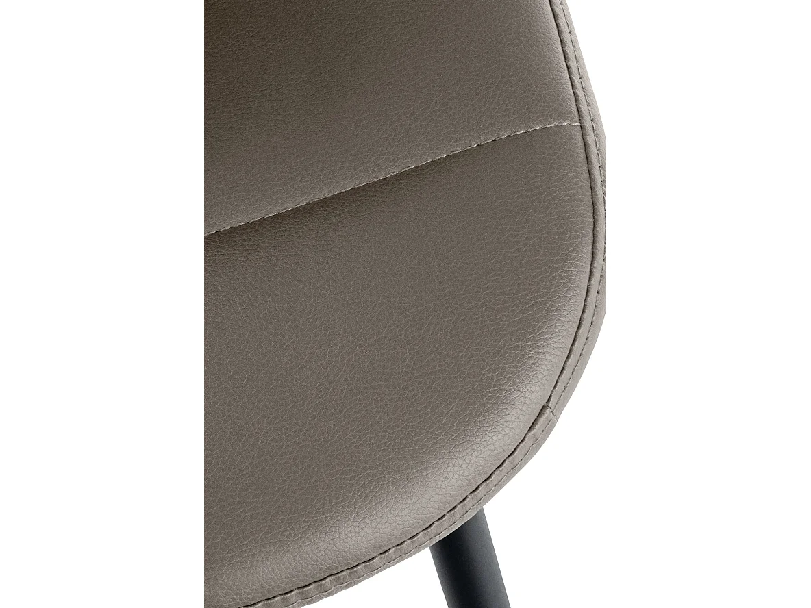 chaise salle à manger - Similicuir & Métal noir mat - Taupe - Tom