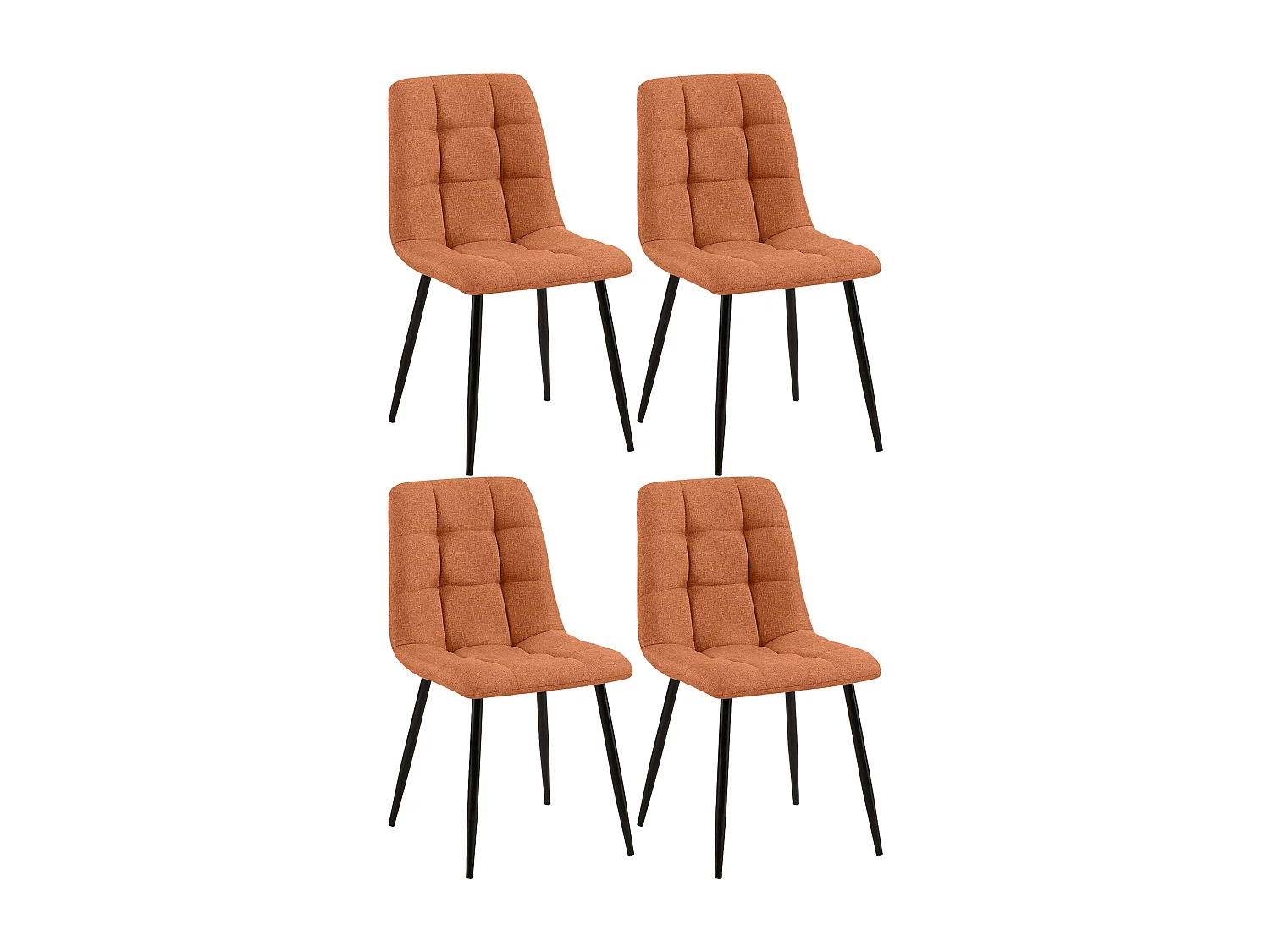 Lot de 4  chaise salle à manger - Tissu - Orange - Tilde