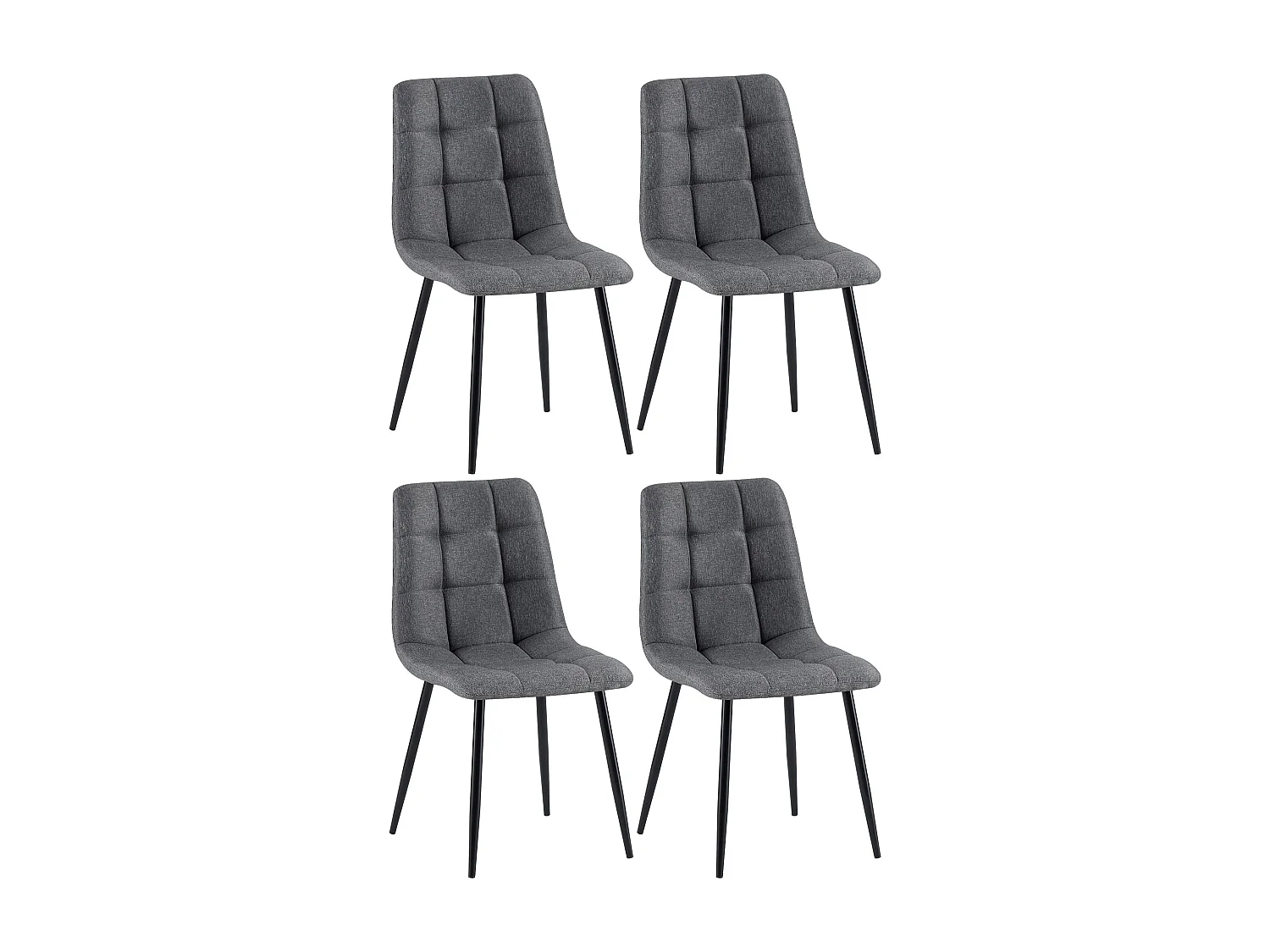 Lot de 4  chaise salle à manger - Tissu - Gris foncé - Antibes