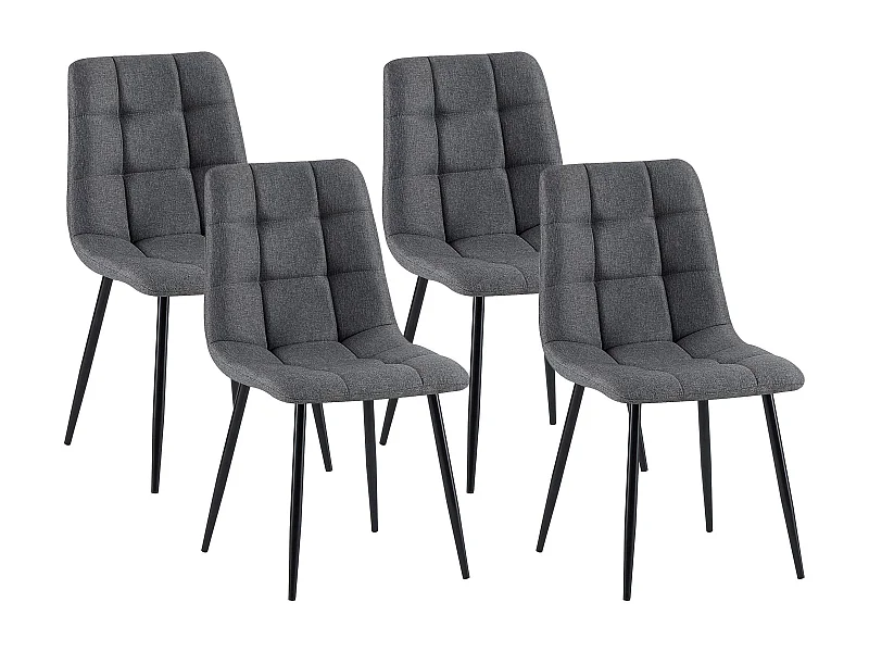 Lot de 4  chaise salle à manger - Tissu - Gris foncé - Antibe