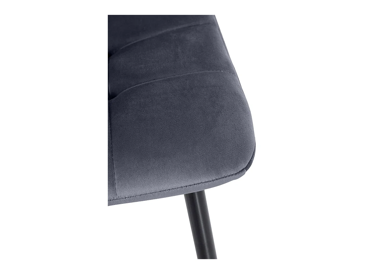 Lot de 4  chaise salle à manger - Velours - Gris foncé - Tilde