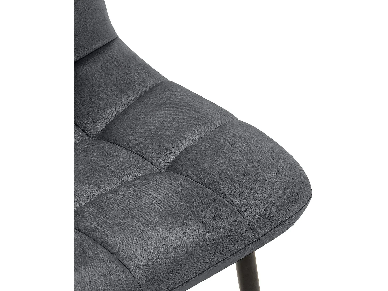 Lot de 4  chaise salle à manger - Velours - Gris foncé - Tilde