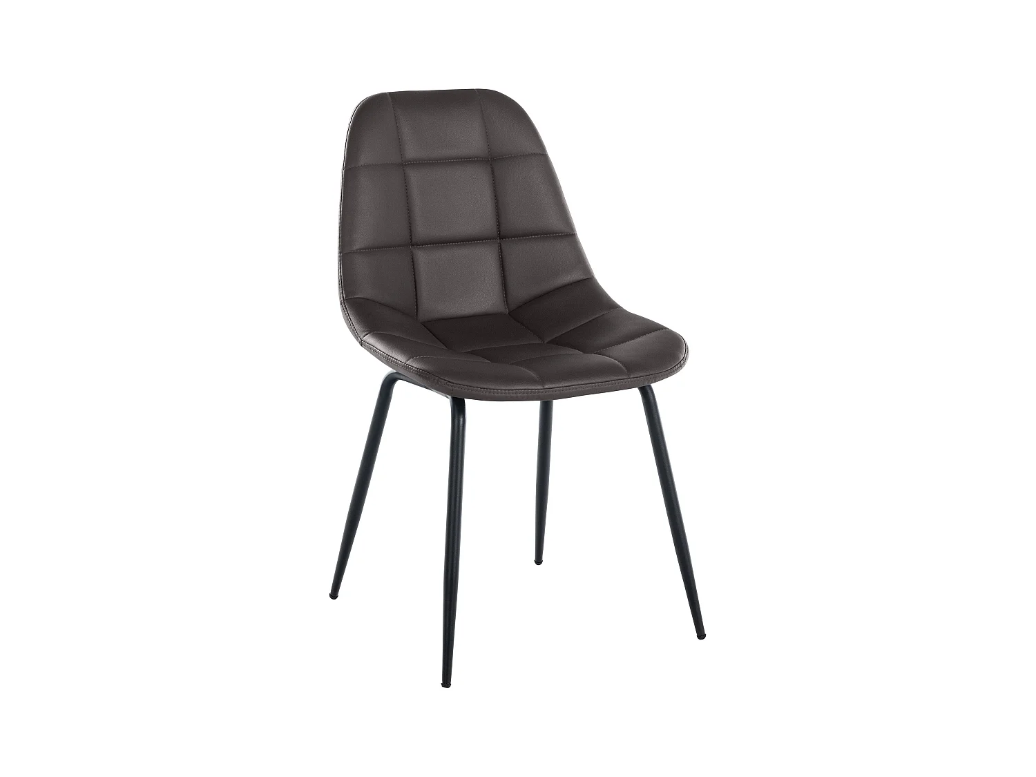 chaise salle à manger - Similicuir & Métal noir mat - Marron - Tom