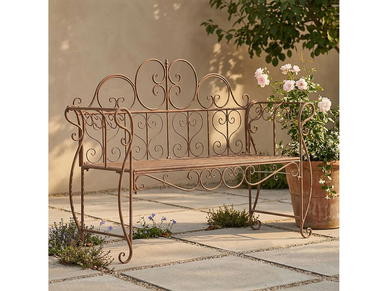 Banc de jardin - Métal - Marron antique - Minna