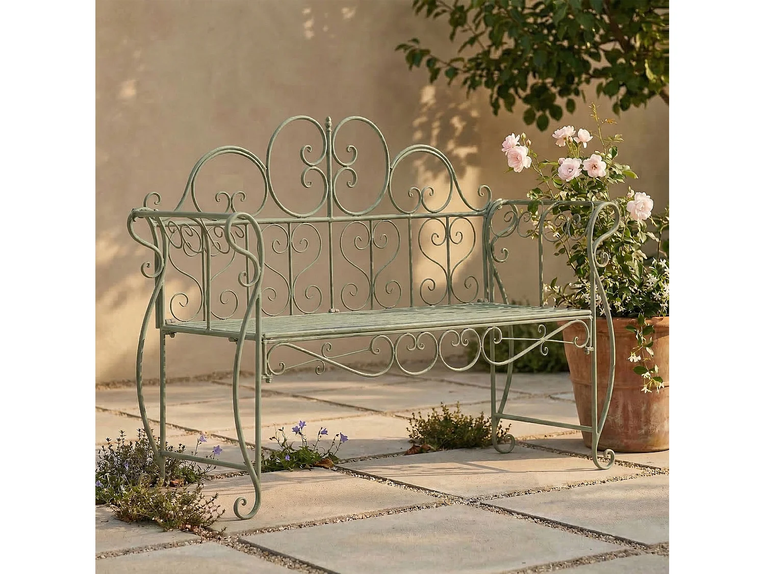Tuinbank - Metaal - antiek/groen - Minna