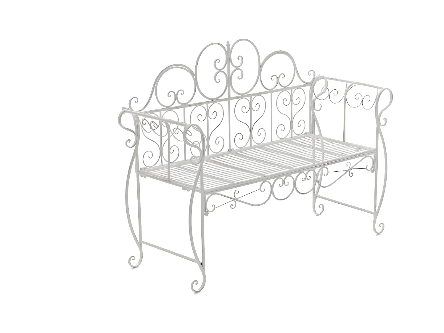 Banc de jardin - Métal - Blanc antique - Minna