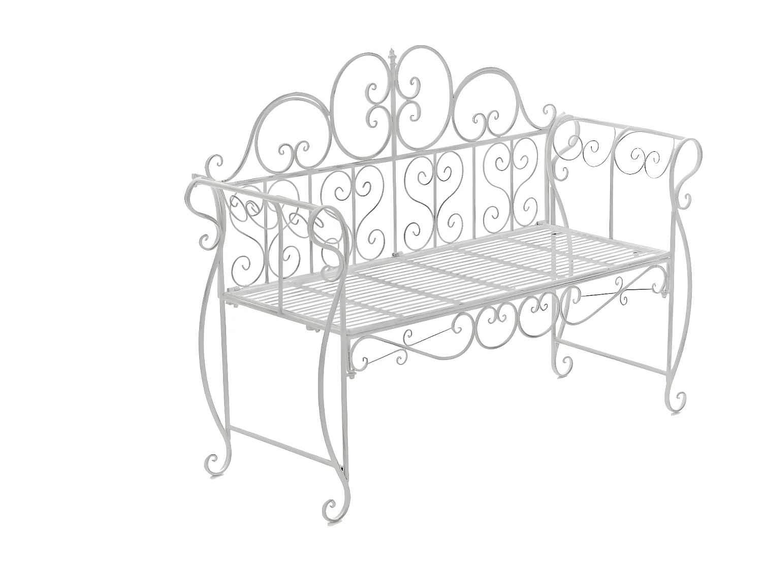 Banc de jardin - Métal - Blanc antique - Minna