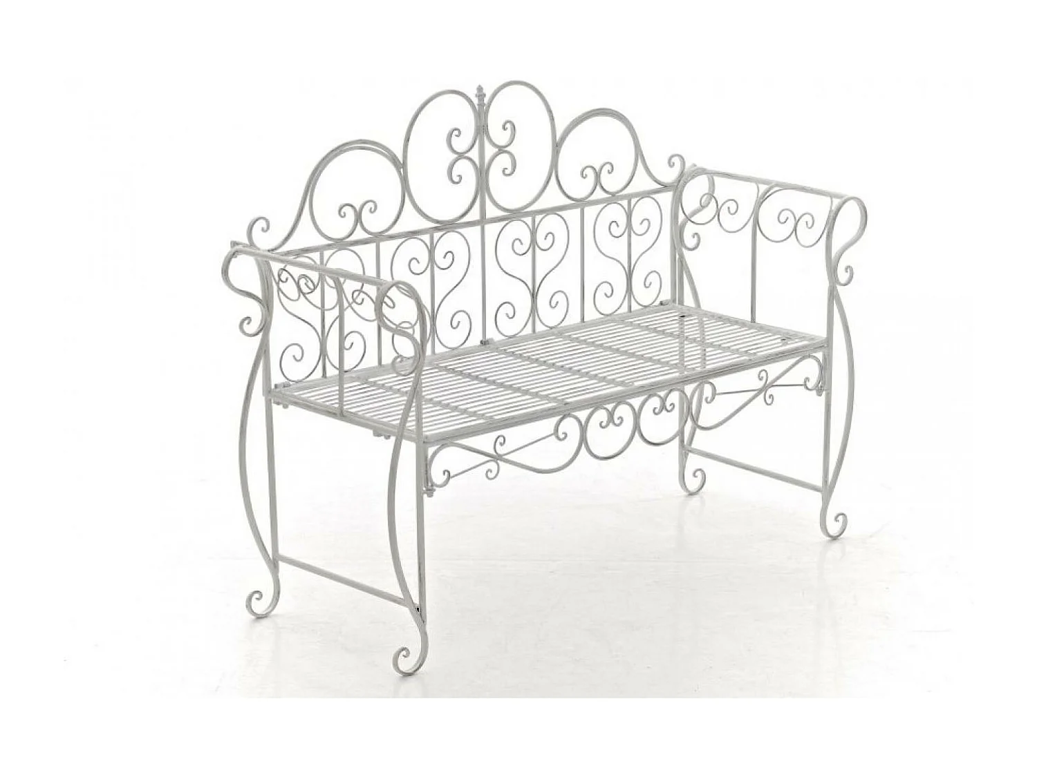 Banc de jardin - Métal - Blanc antique - Minna