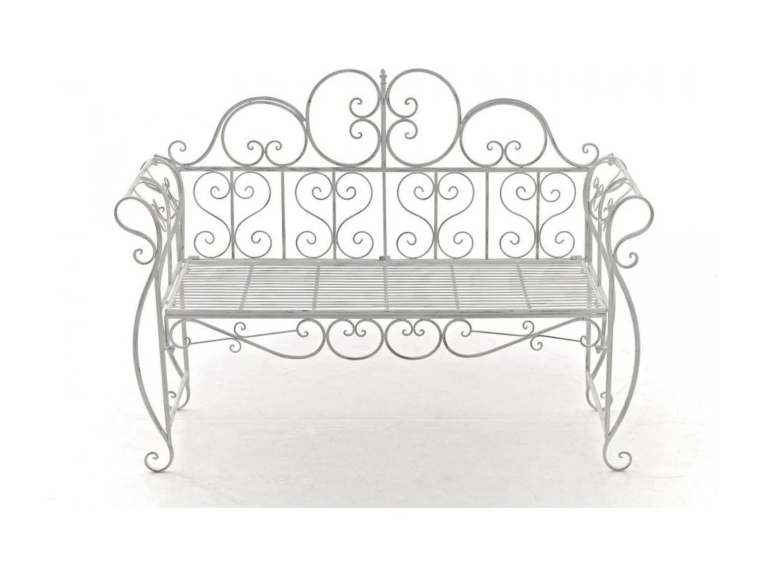 Banc de jardin - Métal - Blanc antique - Minna