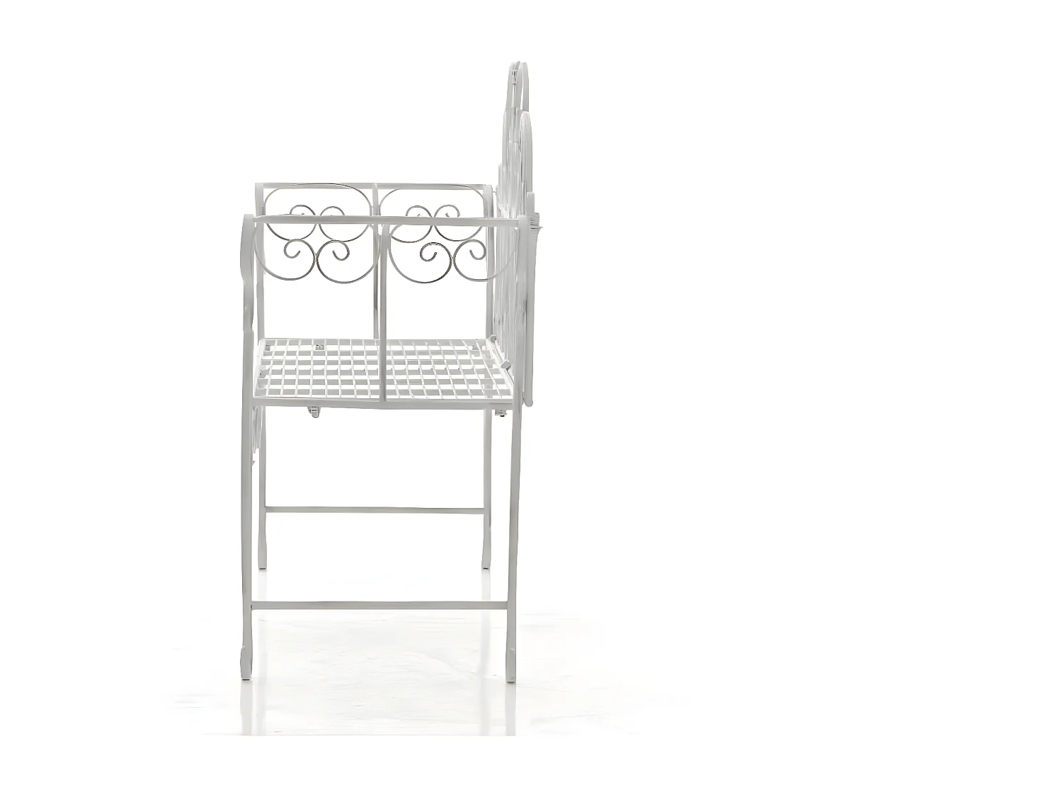 Banc de jardin - Métal - Blanc antique - Minna