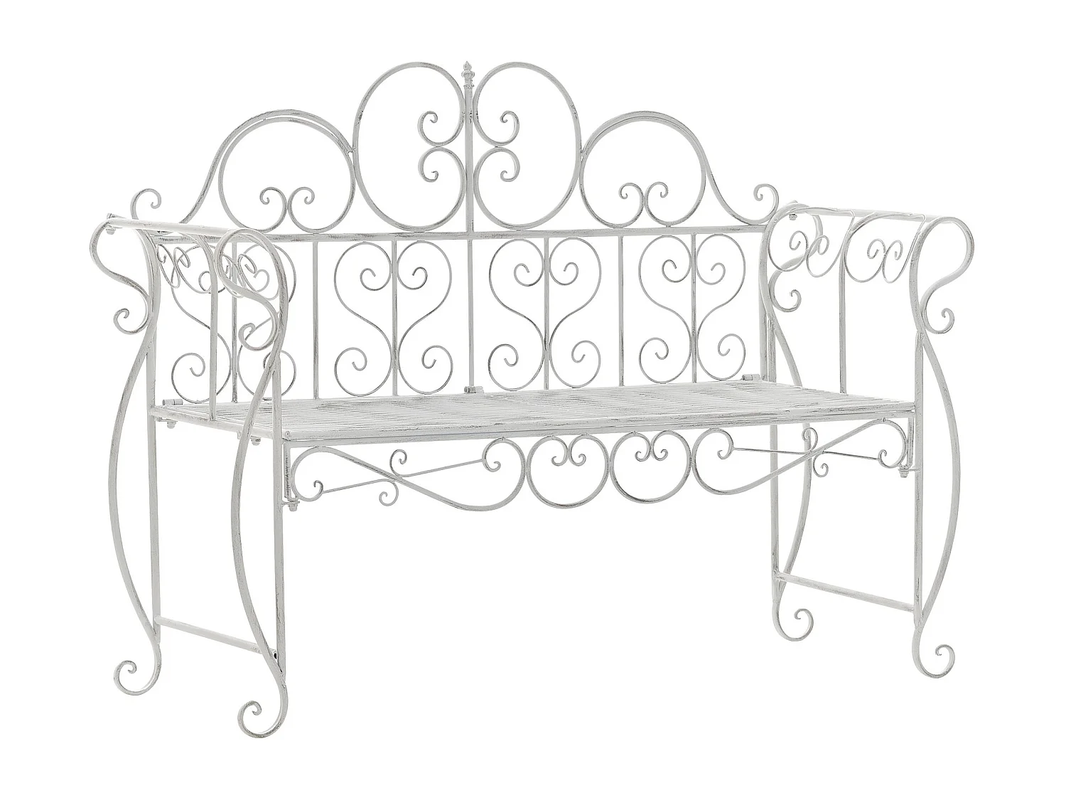 Banc de jardin - Métal - Blanc antique - Minna