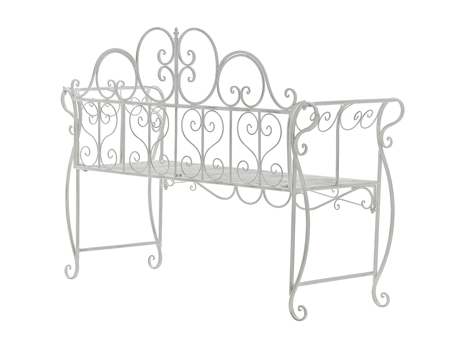 Banc de jardin - Métal - Blanc antique - Minna