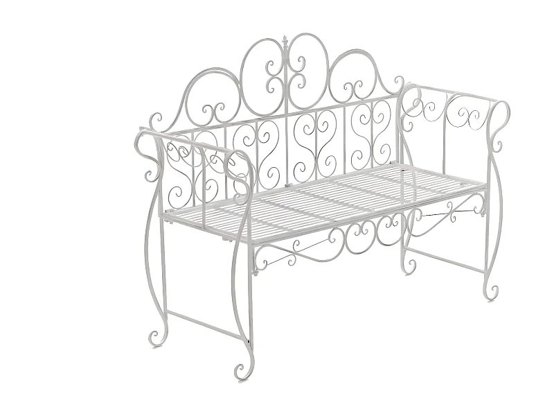 Banc de jardin - Métal - Blanc antique - Minna