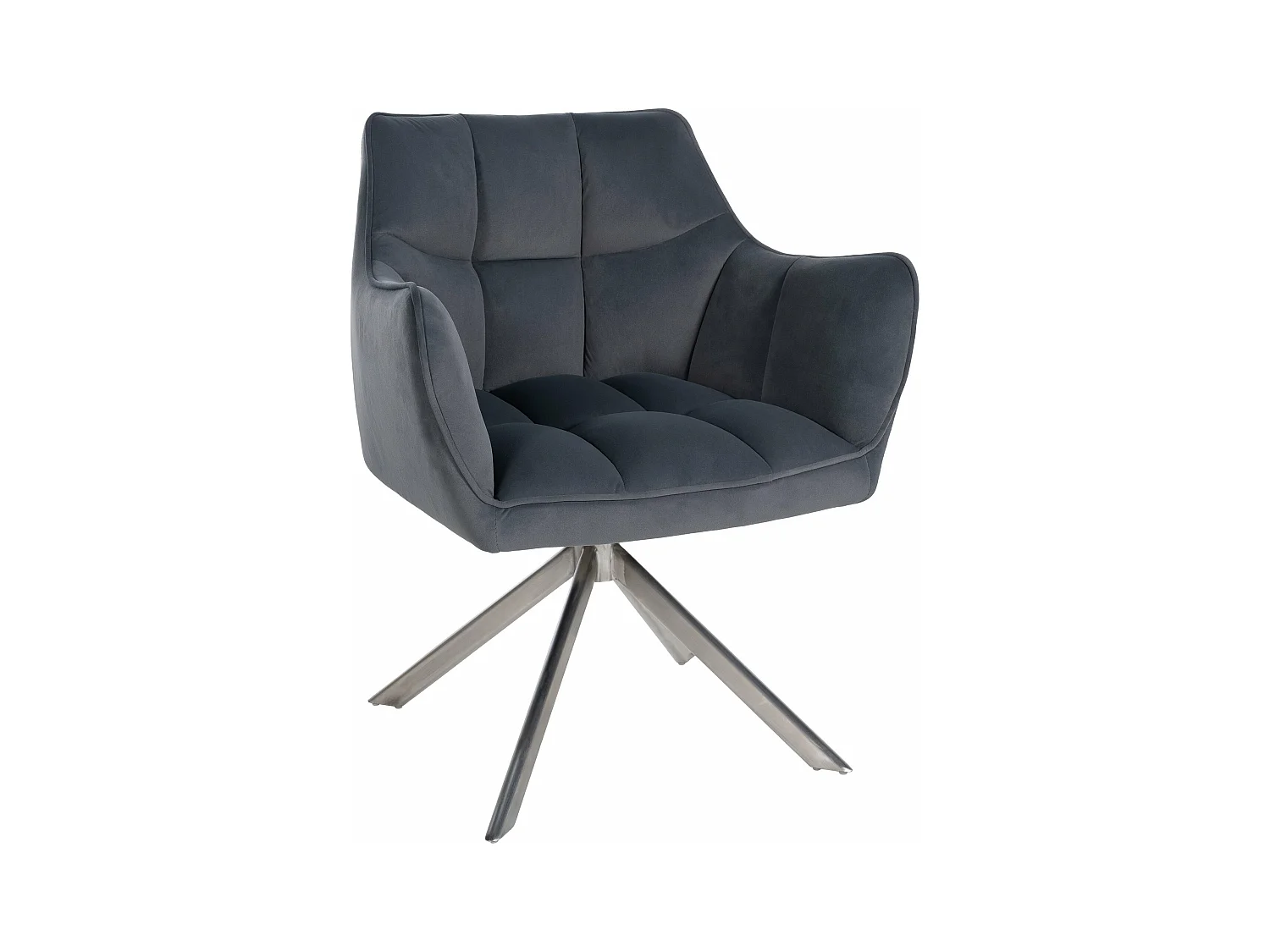chaises avec accoudoirs - Velours & Acier inoxydable - Gris foncé - Swing