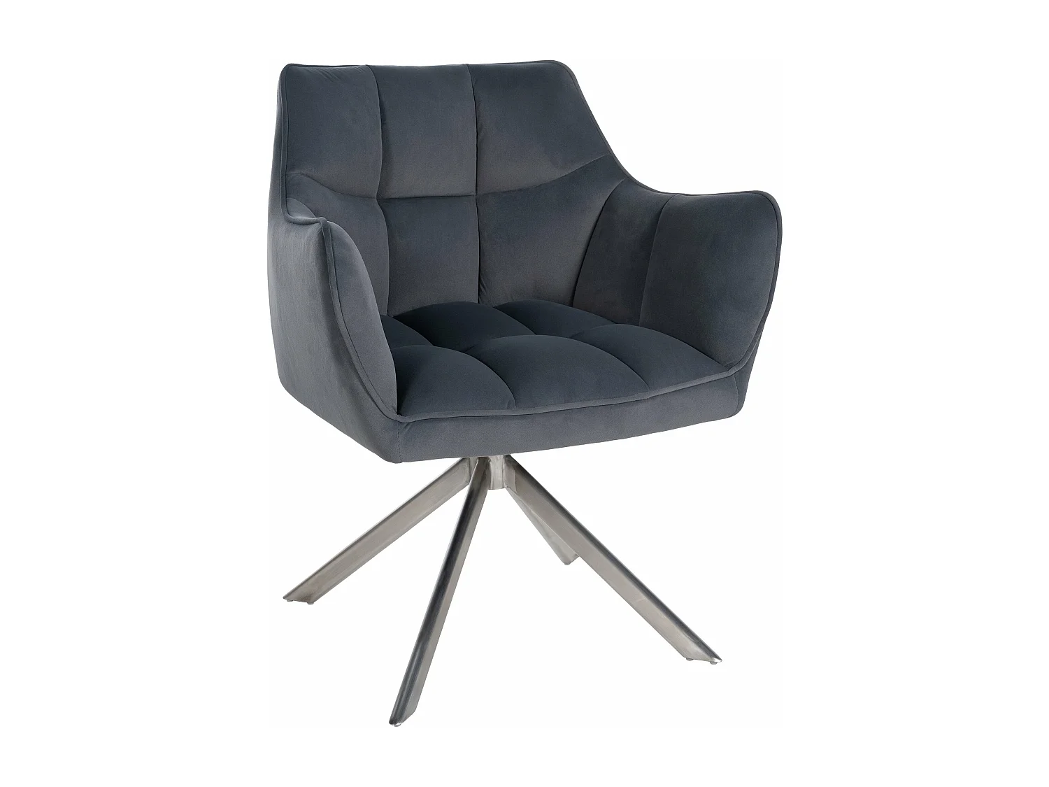 Stoel met armleuningen - Fluweel & roestvrij staal - donkergrijs - Swing