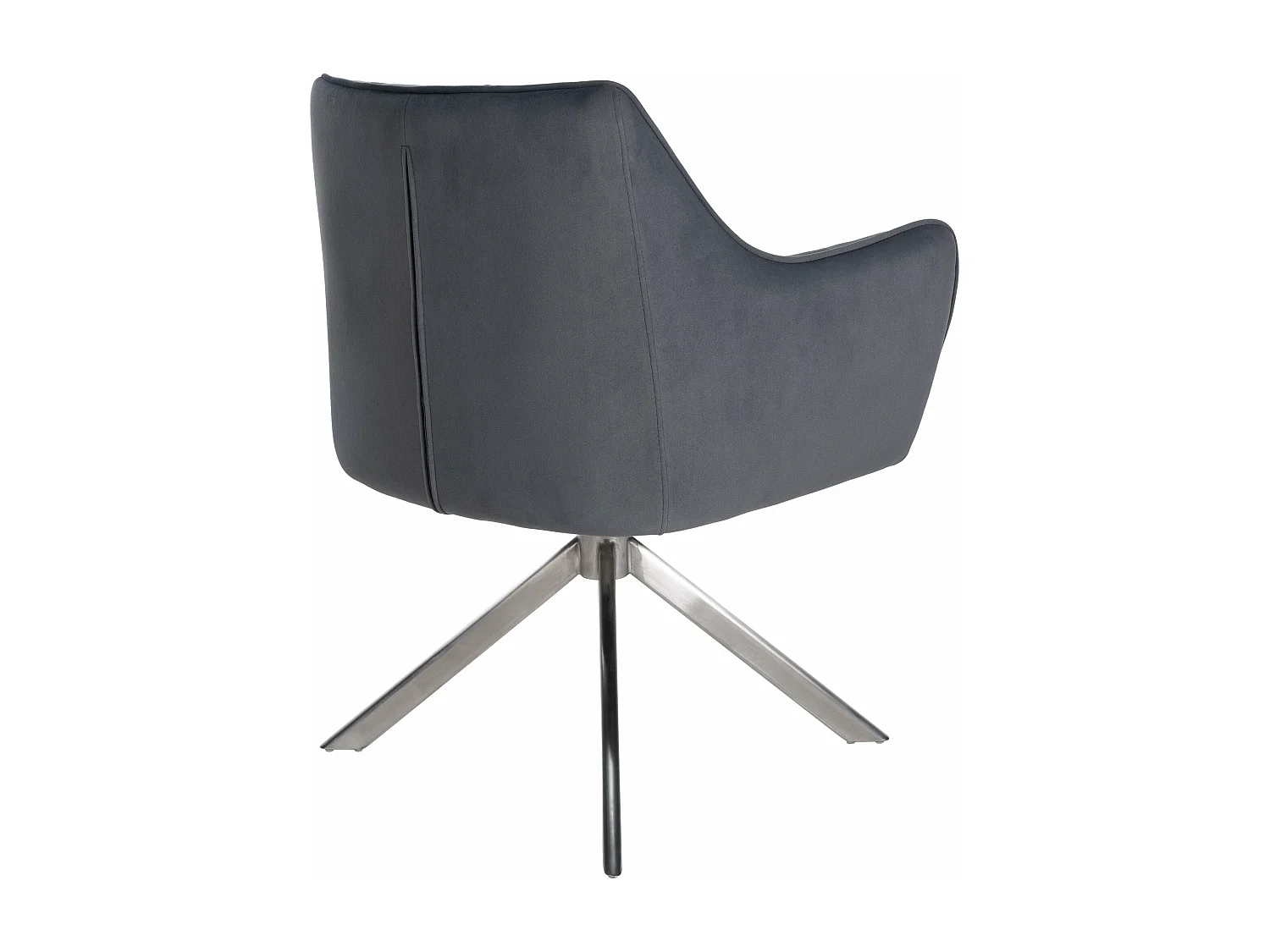 Stoel met armleuningen - Fluweel & roestvrij staal - donkergrijs - Swing