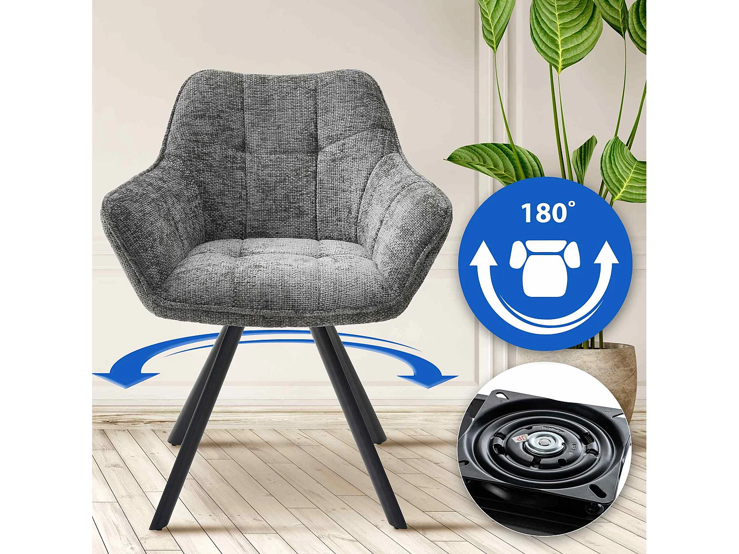 chaises avec accoudoirs - Tissu - Gris foncé - Scott