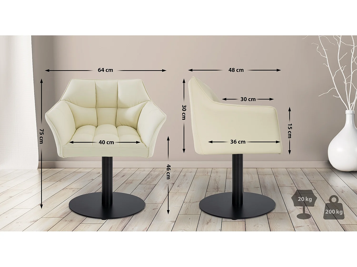 Chaise longue - Similicuir - Crème - Damaso