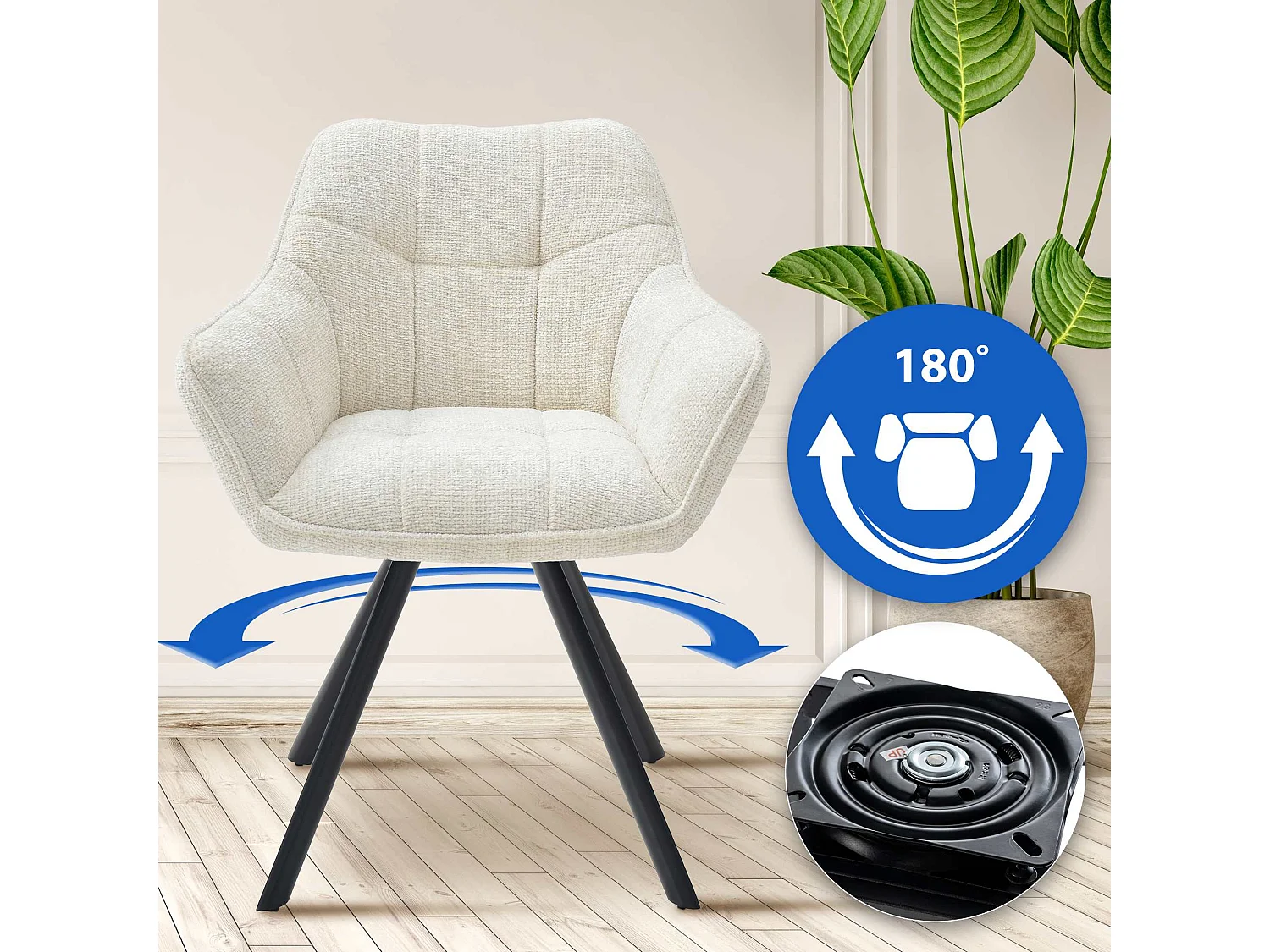 chaises avec accoudoirs - Tissu - Crème - Scott